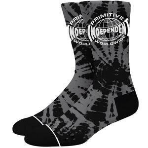 Primitive Skate Men's X Independent Skateboard Black Tie Dye Crew Socks